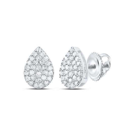 Sterling Silver 1/4 Cttw Natural Diamond Pear Stud Earring