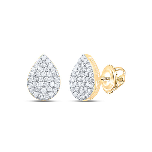 Yellow-tone Sterling 1/3 Cttw Natural Diamond Pear Stud Earring