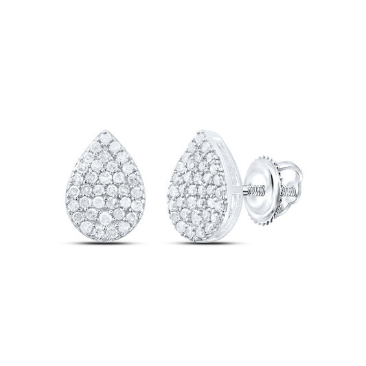 Sterling Silver 1/3 Cttw Natural Diamond Pear Stud Earring