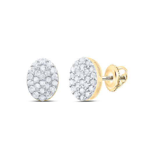 Yellow-tone Sterling 1/4 Cttw Natural Diamond Oval Stud Earring