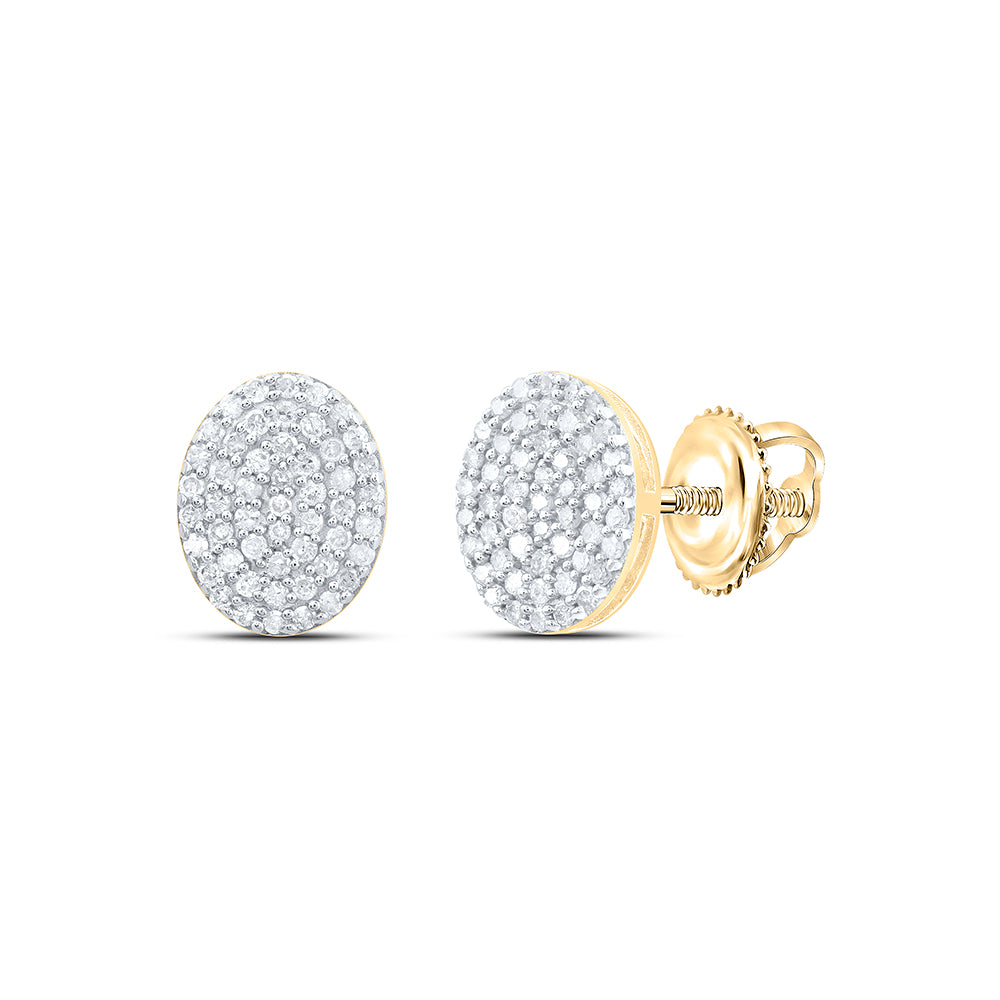 Sterling Silver Natural Diamond Oval Stud Earring