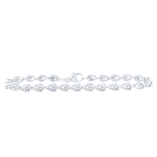 Sterling Silver 1/8 Cttw Natural Diamond Pear Bracelet, Length: 7 Inch