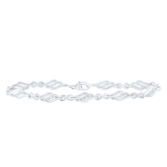 Sterling Silver 1/5 Cttw Natural Diamond Bracelet, Length: 7 Inch