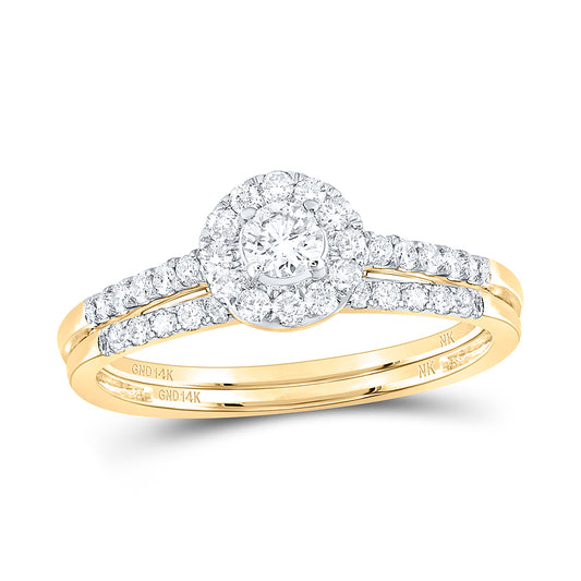 14kt Yellow Gold 1/2 Cttw Diamond Wedding Engagement Anniversary Bridal Set, Women Size: 5-9