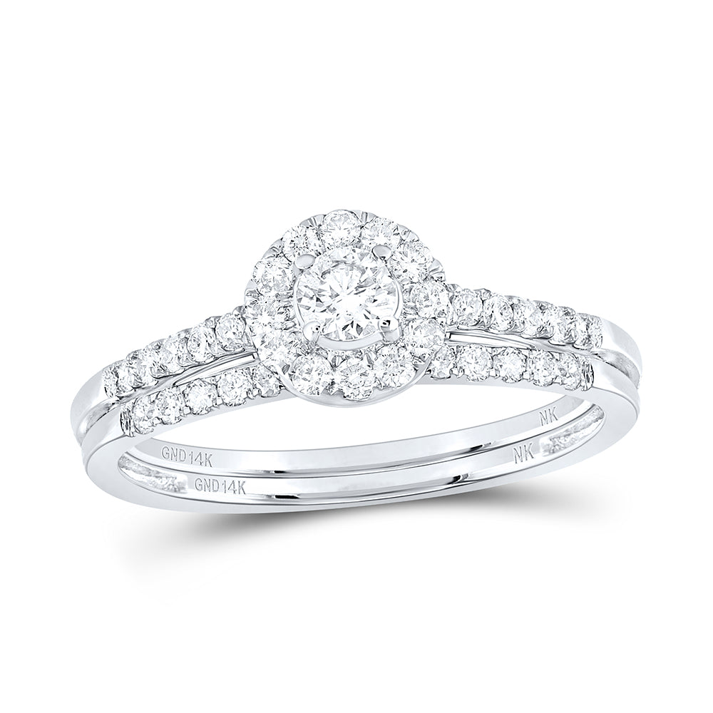 14kt White Gold 1/2 Cttw Diamond Wedding Engagement Anniversary Bridal Set, Women Size: 5-9