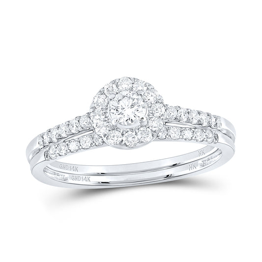 14kt White Gold 1/2 Cttw Diamond Wedding Engagement Anniversary Bridal Set, Women Size: 5-9