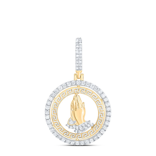 10kt Yellow Gold 1/2 Cttw Natural Diamond Praying Hand Mens Charm