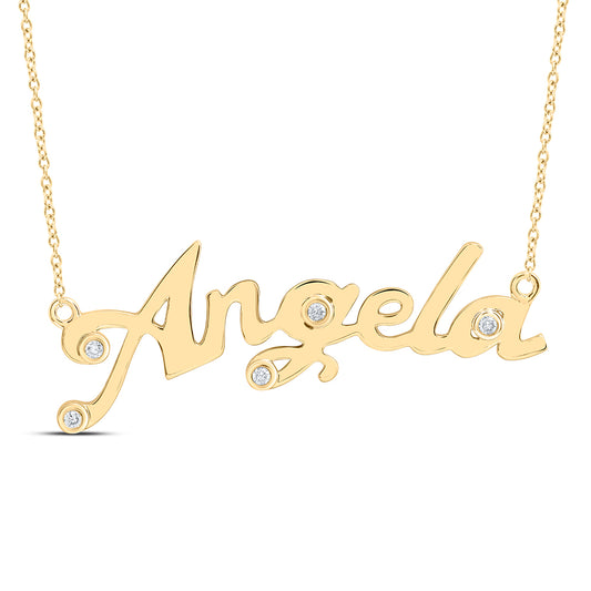10kt Yellow Gold 1/12 Cttw Natural Diamond " Angela" Necklace, Length: 18 Inch