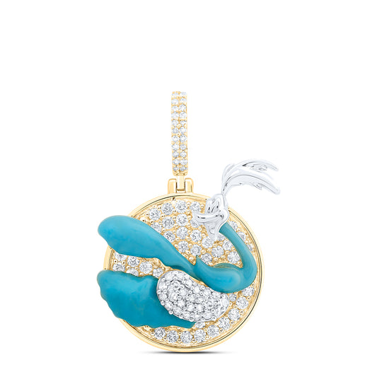 10kt Yellow Gold 7/8 Cttw Natural Diamond Road Runner Cartoon Mens Charm