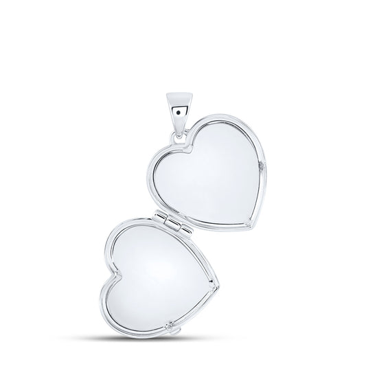 10kt White Gold 1/20 Cttw Natural Diamond Heart Locket