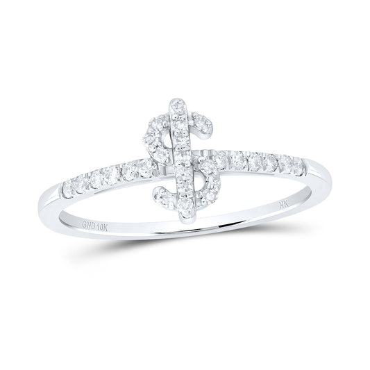 10kt White Gold 1/5 Cttw Natural Diamond Dollar Sign Wedding Engagement Anniversary Ring, Women Size: 5-9