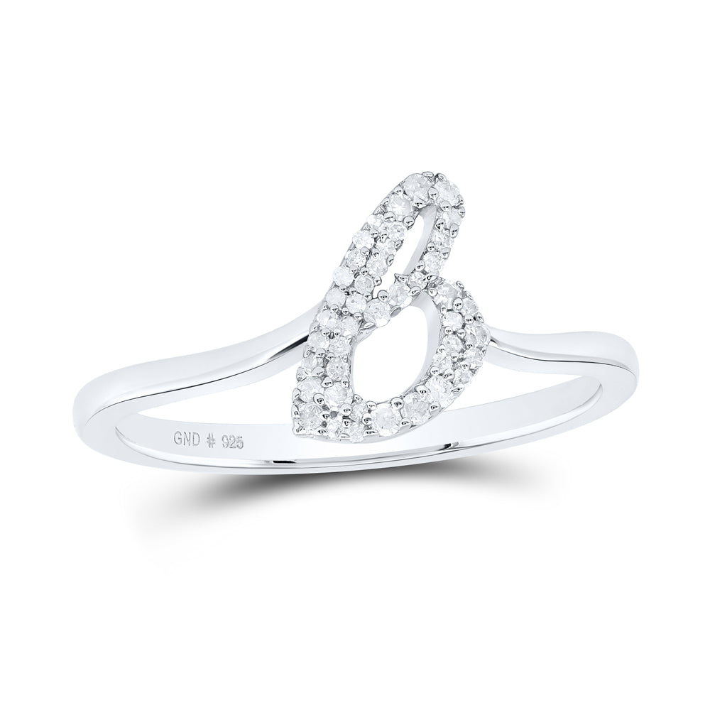Sterling Silver Natural Diamond Initial Ladies Wedding Engagement Anniversary Ring
