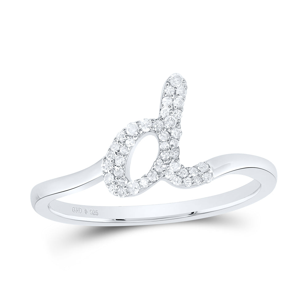 Sterling Silver Natural Diamond Initial Ladies Wedding Engagement Anniversary Ring