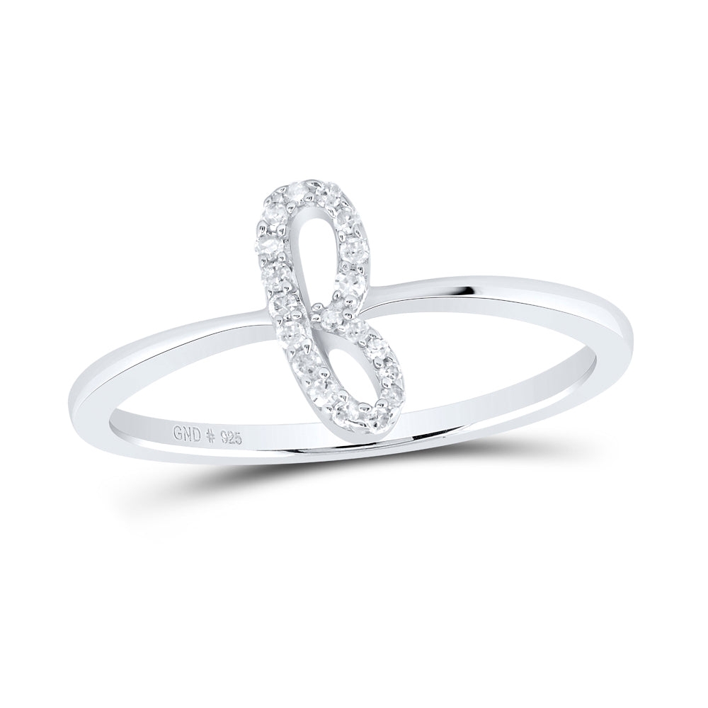 Sterling Silver Natural Diamond Initial Ladies Wedding Engagement Anniversary Ring