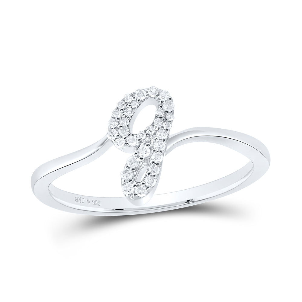Sterling Silver Natural Diamond Initial Ladies Wedding Engagement Anniversary Ring