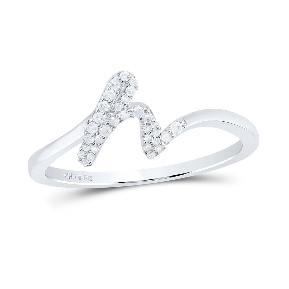 Sterling Silver Natural Diamond Initial Ladies Wedding Engagement Anniversary Ring
