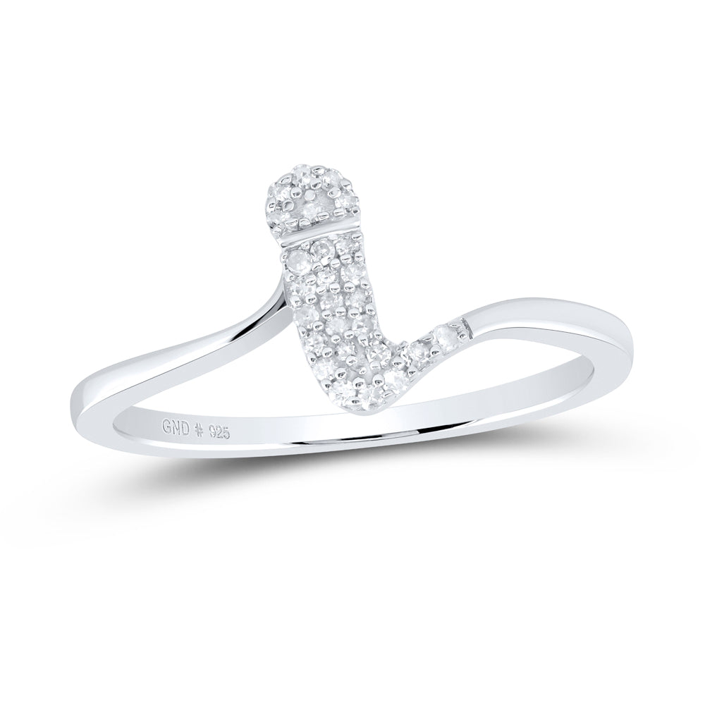 Sterling Silver Natural Diamond Initial Ladies Wedding Engagement Anniversary Ring