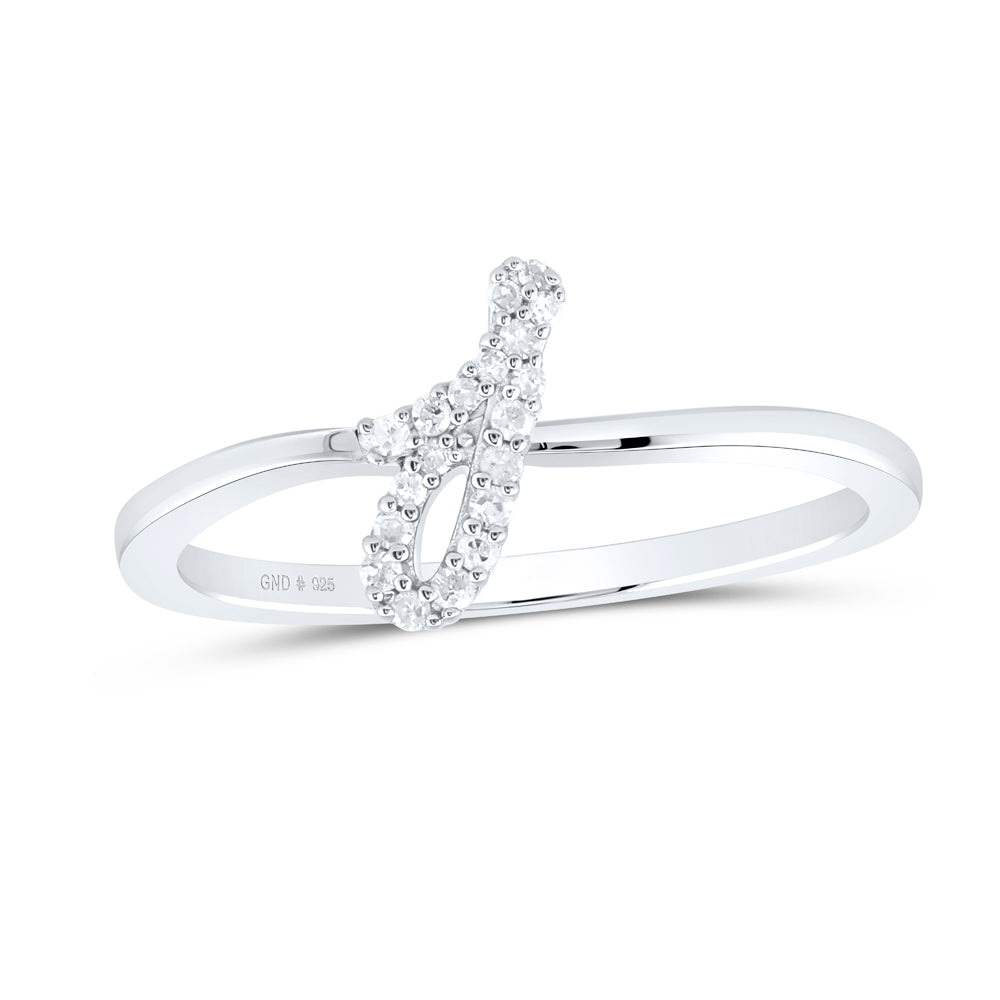 Sterling Silver Natural Diamond Initial Ladies Wedding Engagement Anniversary Ring