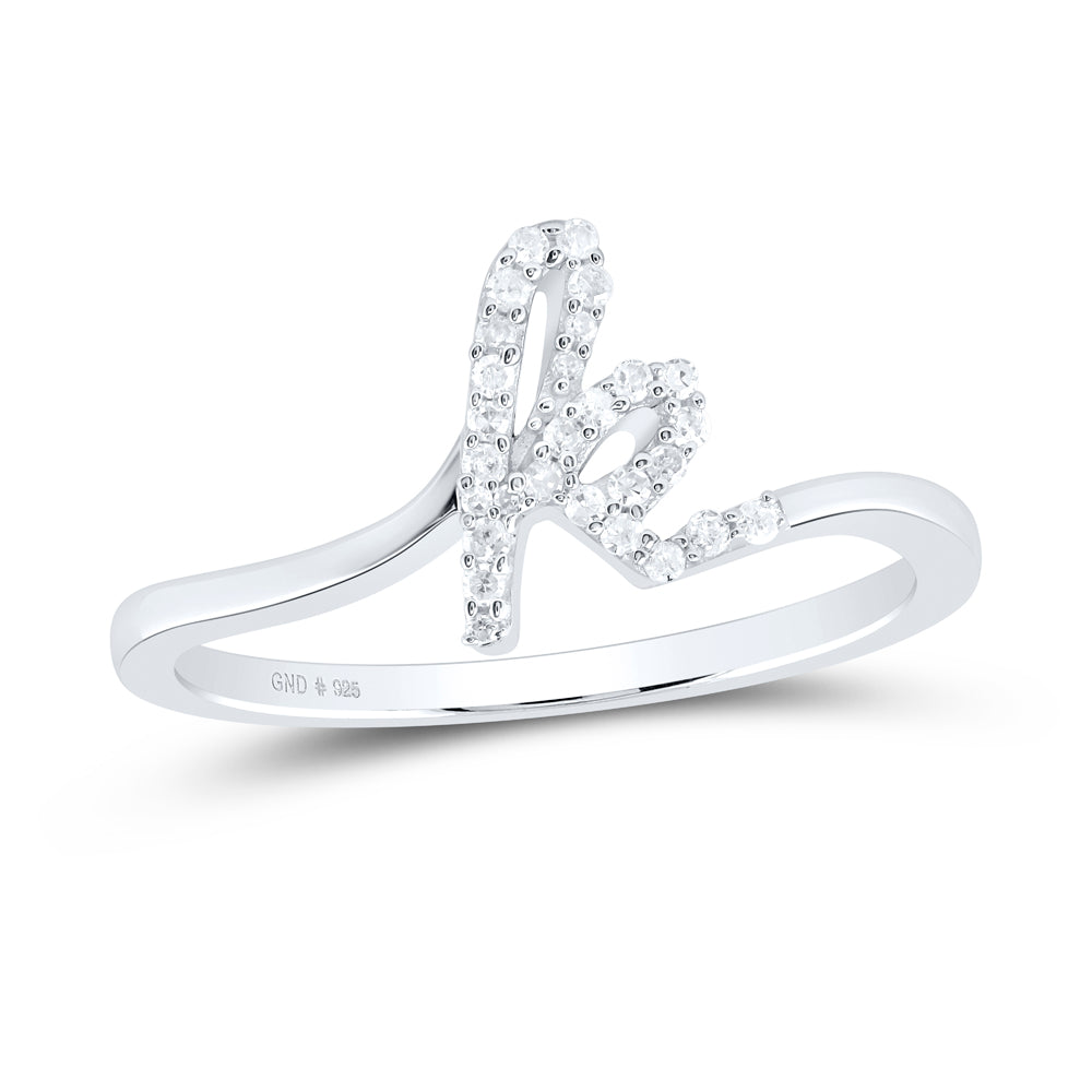 Sterling Silver Natural Diamond Initial Ladies Wedding Engagement Anniversary Ring