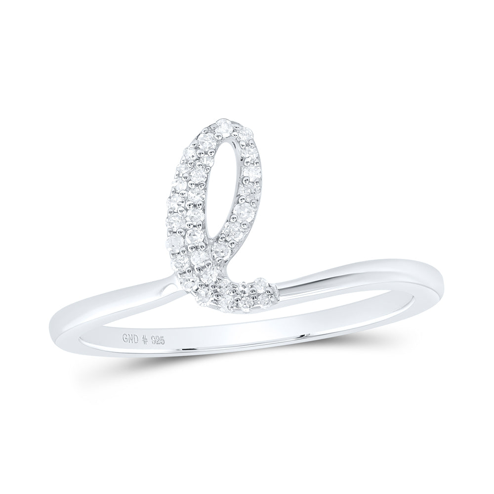 Sterling Silver Natural Diamond Initial Ladies Wedding Engagement Anniversary Ring