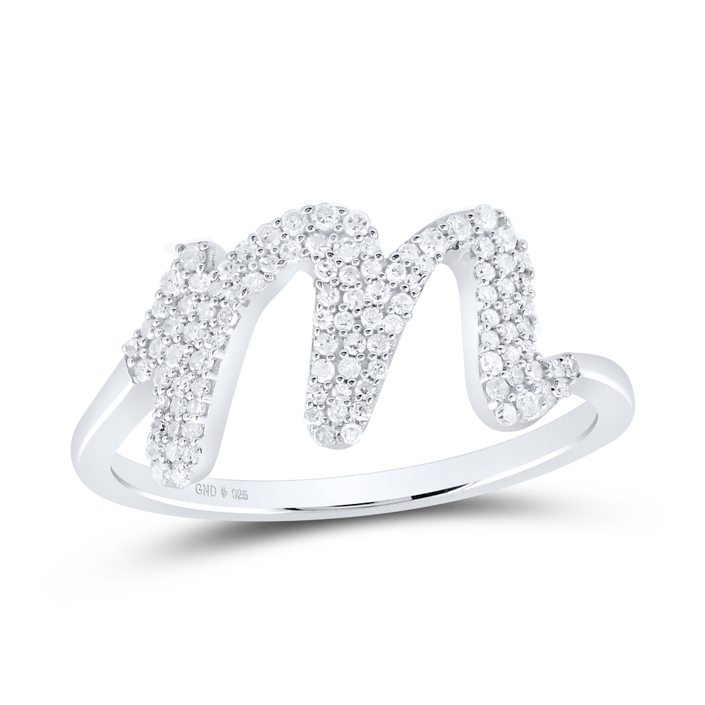 Sterling Silver Natural Diamond Initial Ladies Wedding Engagement Anniversary Ring