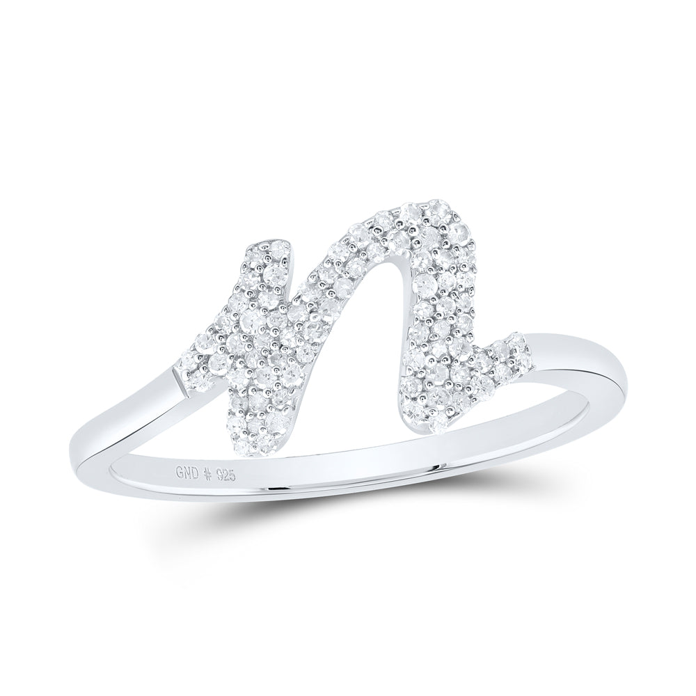 Sterling Silver Natural Diamond Initial Ladies Wedding Engagement Anniversary Ring