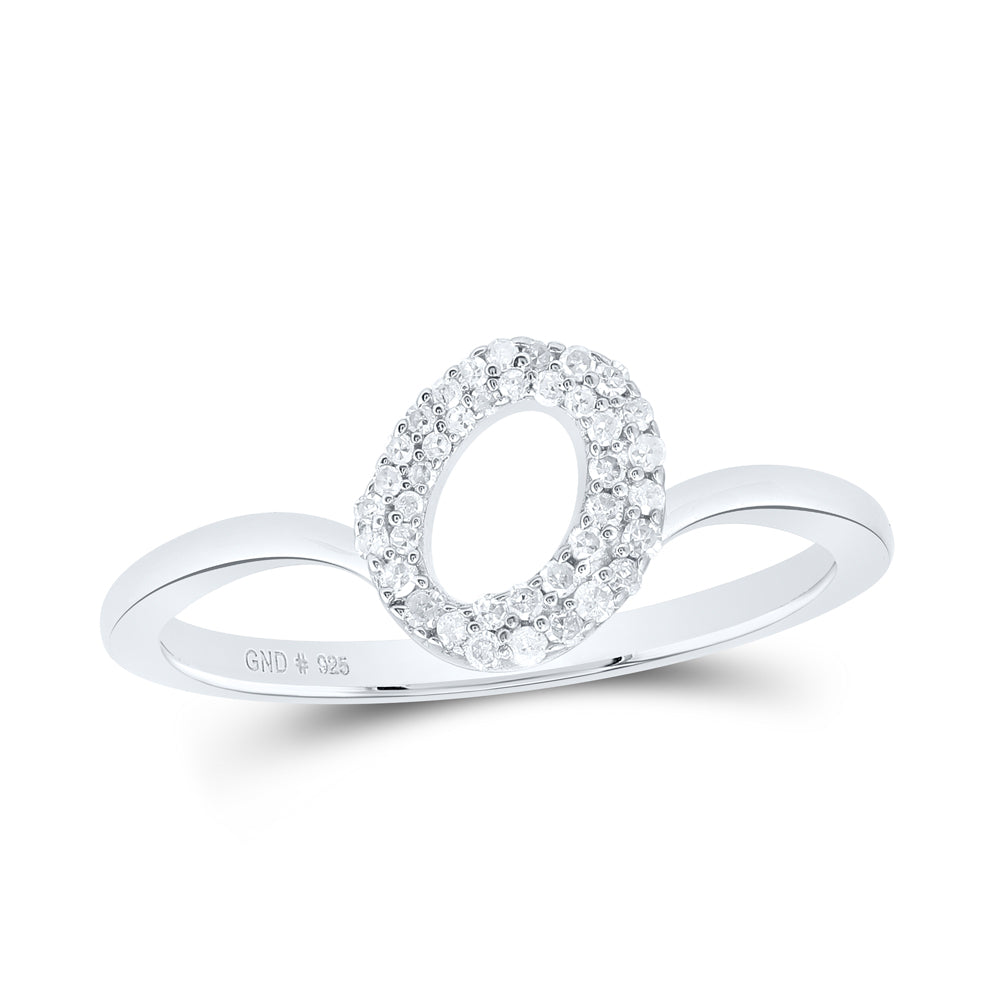 Sterling Silver Natural Diamond Initial Ladies Wedding Engagement Anniversary Ring