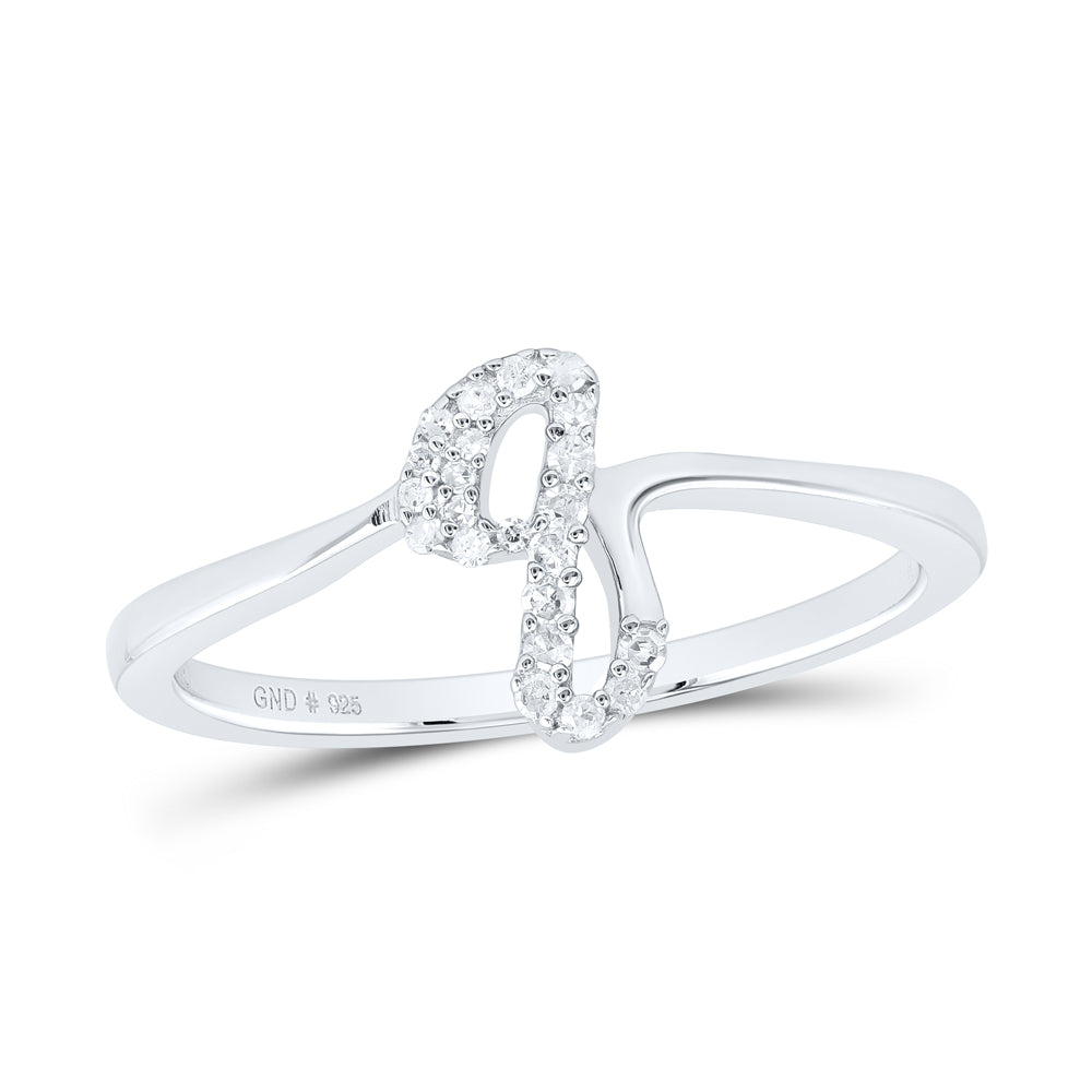 Sterling Silver Natural Diamond Initial Ladies Wedding Engagement Anniversary Ring