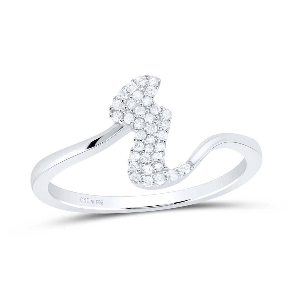 Sterling Silver Natural Diamond Initial Ladies Wedding Engagement Anniversary Ring