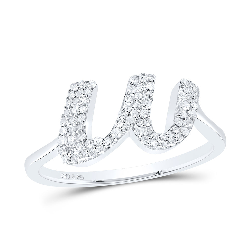 Sterling Silver Natural Diamond Initial Ladies Wedding Engagement Anniversary Ring