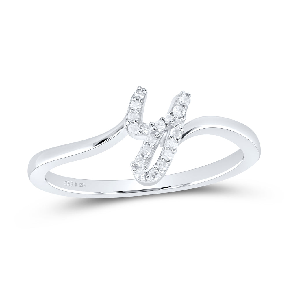 Sterling Silver Natural Diamond Initial Ladies Wedding Engagement Anniversary Ring