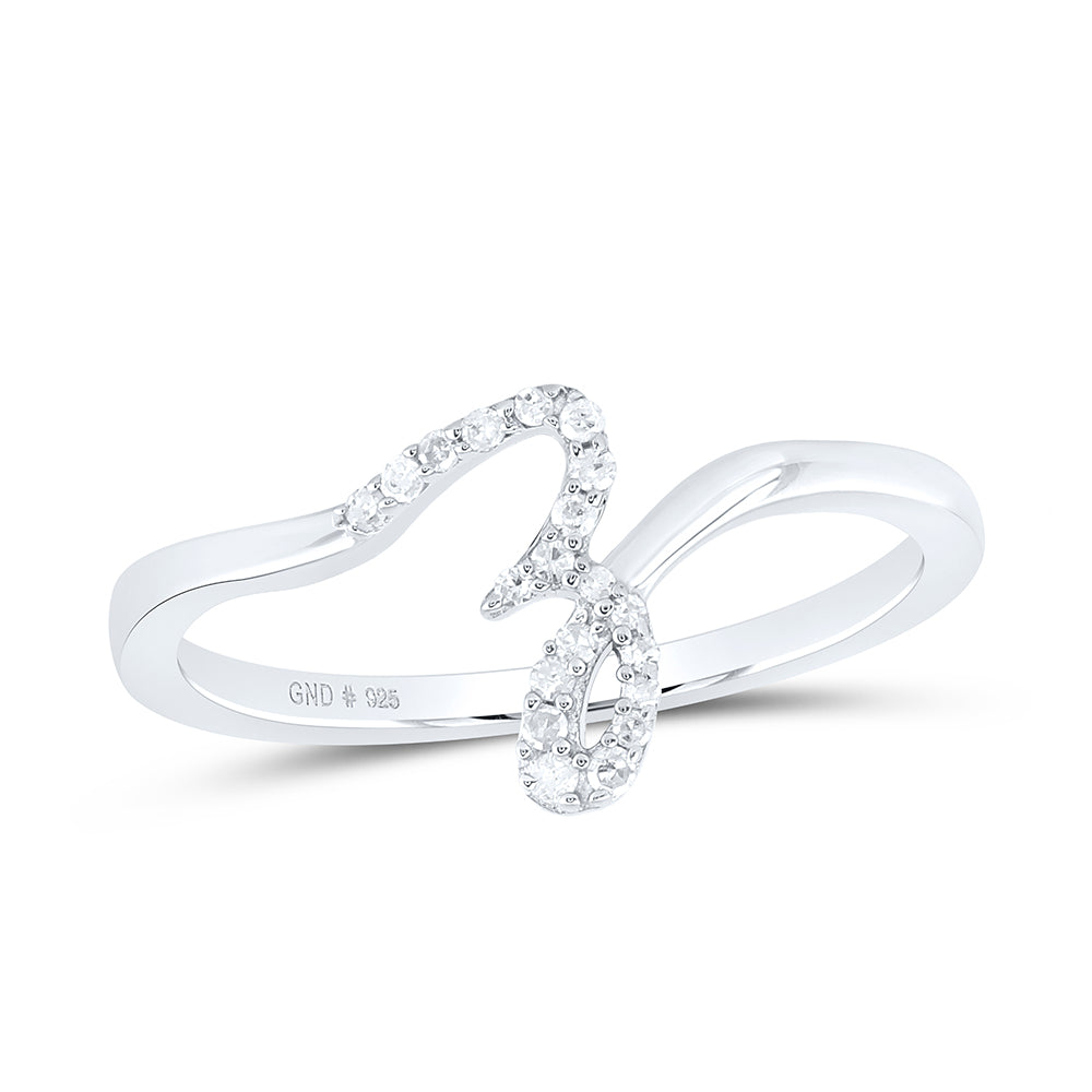 Sterling Silver Natural Diamond Initial Ladies Wedding Engagement Anniversary Ring