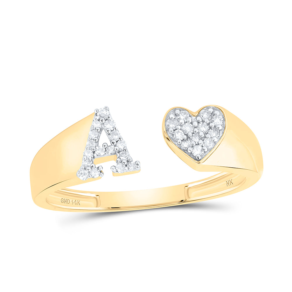 14kt Yellow Gold Natural Diamond Initial Ladies Heart Wedding Engagement Anniversary Ring