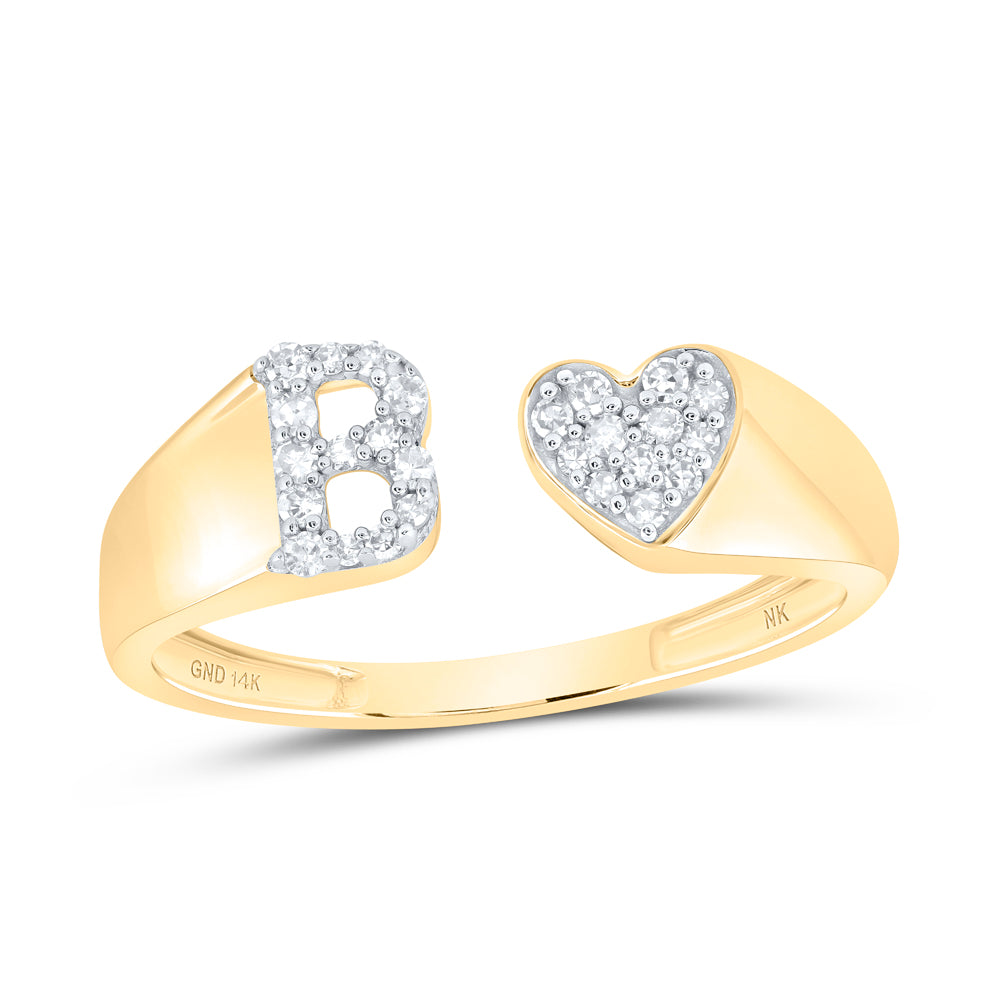 14kt Yellow Gold Natural Diamond Initial Ladies Heart Wedding Engagement Anniversary Ring