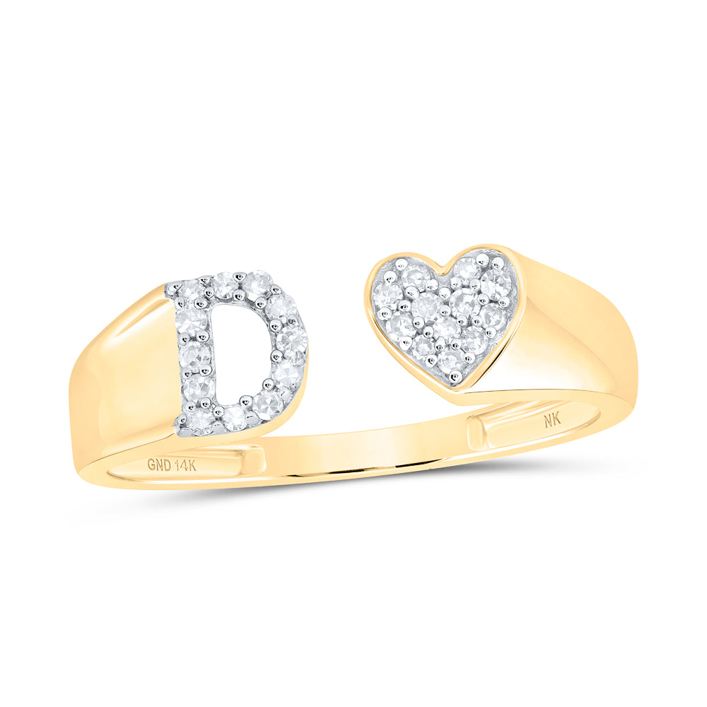 14kt Yellow Gold Natural Diamond Initial Ladies Heart Wedding Engagement Anniversary Ring