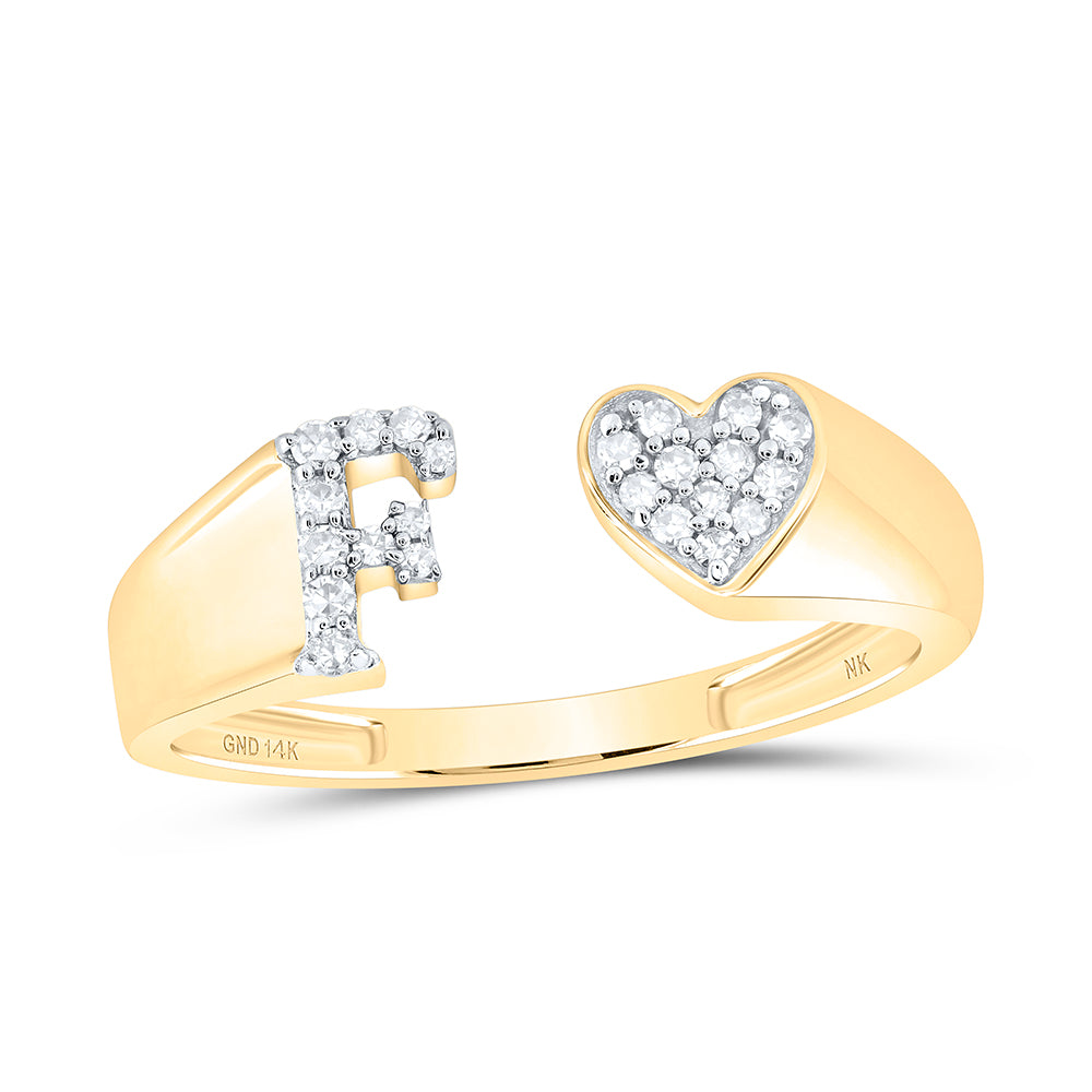 14kt Yellow Gold Natural Diamond Initial Ladies Heart Wedding Engagement Anniversary Ring