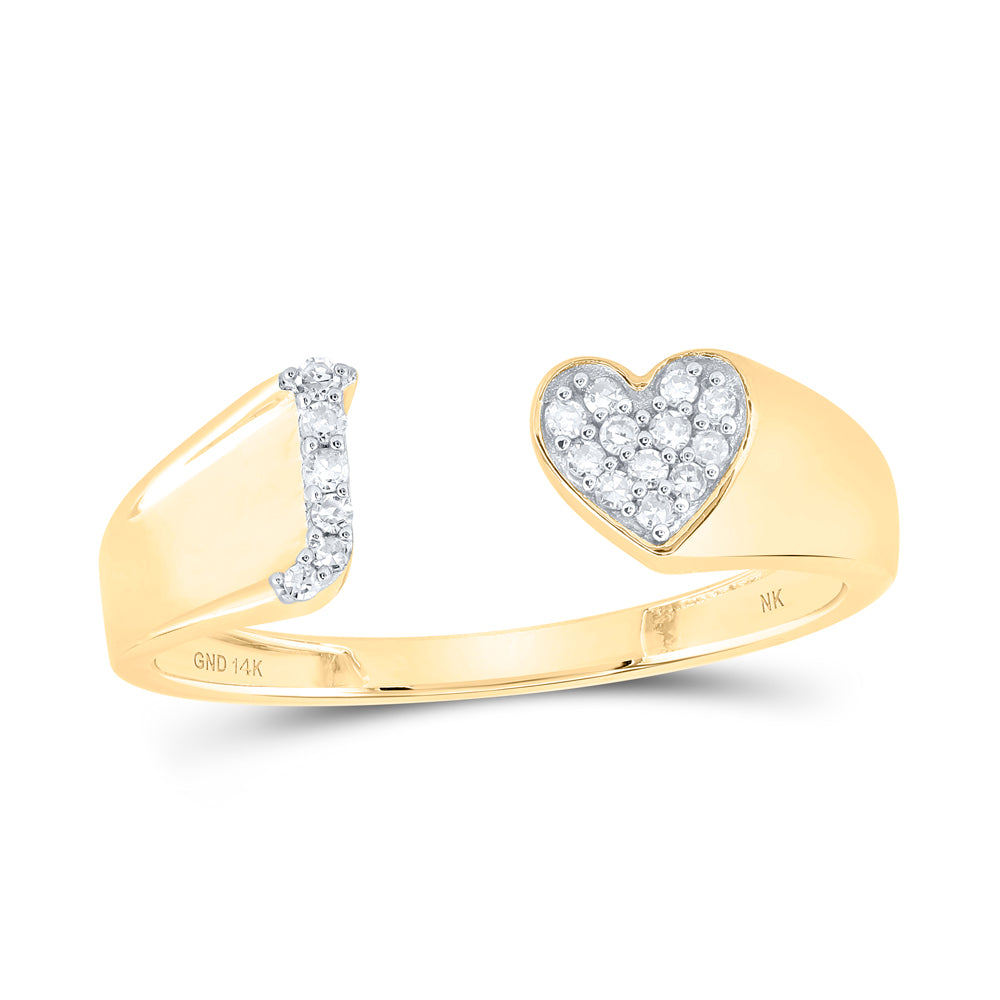 14kt Yellow Gold Natural Diamond Initial Ladies Heart Wedding Engagement Anniversary Ring
