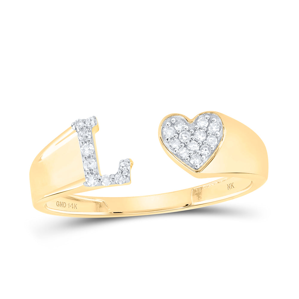 14kt Yellow Gold Natural Diamond Initial Ladies Heart Wedding Engagement Anniversary Ring