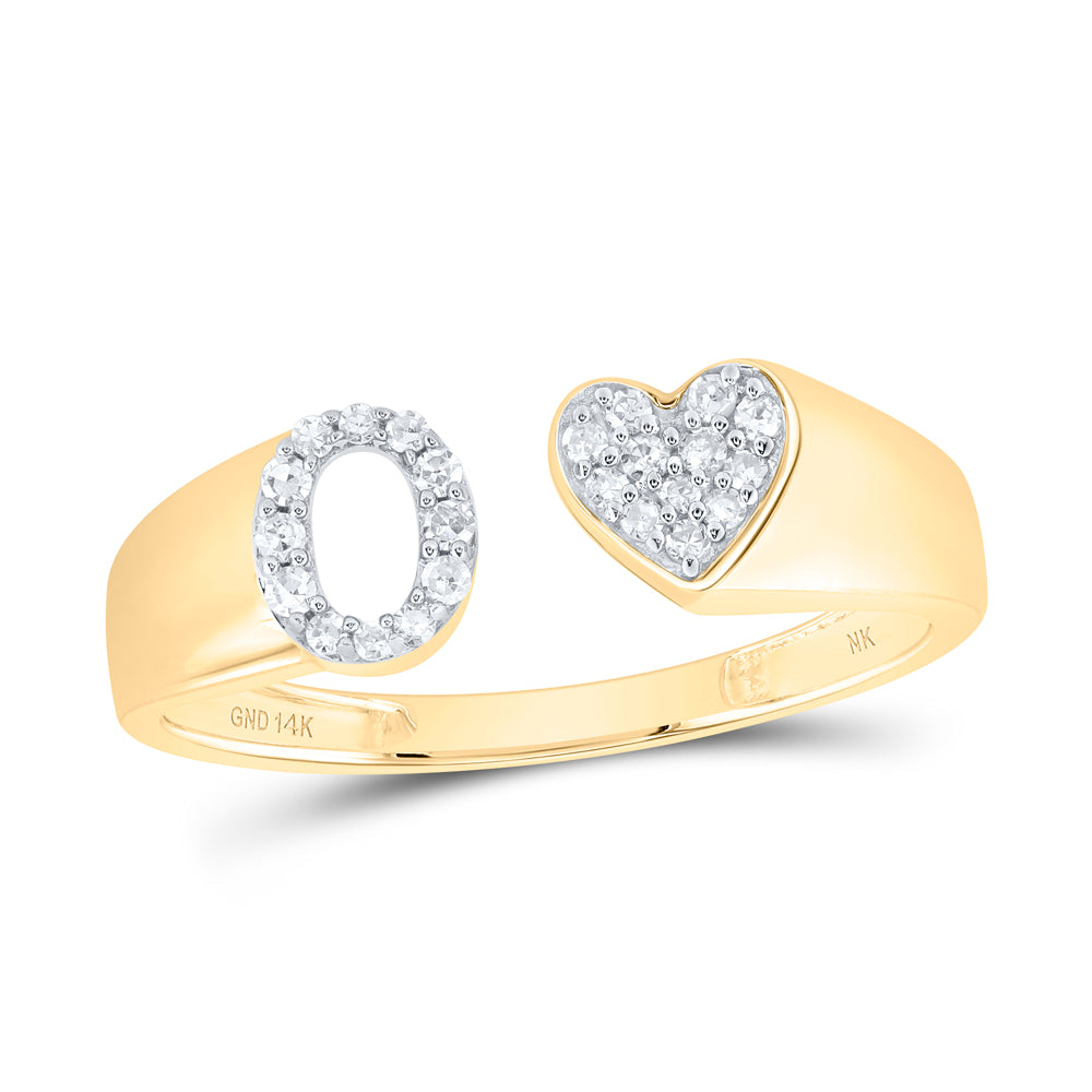 14kt Yellow Gold Natural Diamond Initial Ladies Heart Wedding Engagement Anniversary Ring