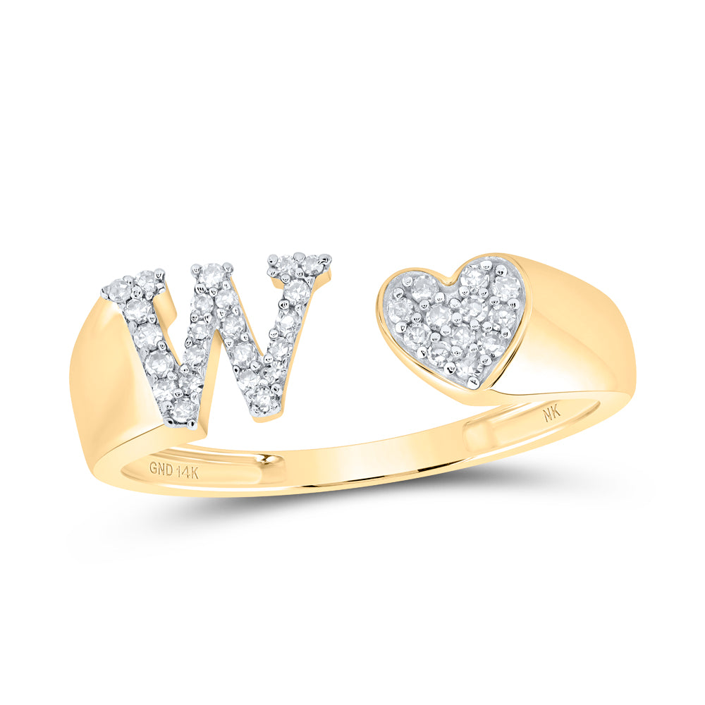 14kt Yellow Gold Natural Diamond Initial Ladies Heart Wedding Engagement Anniversary Ring