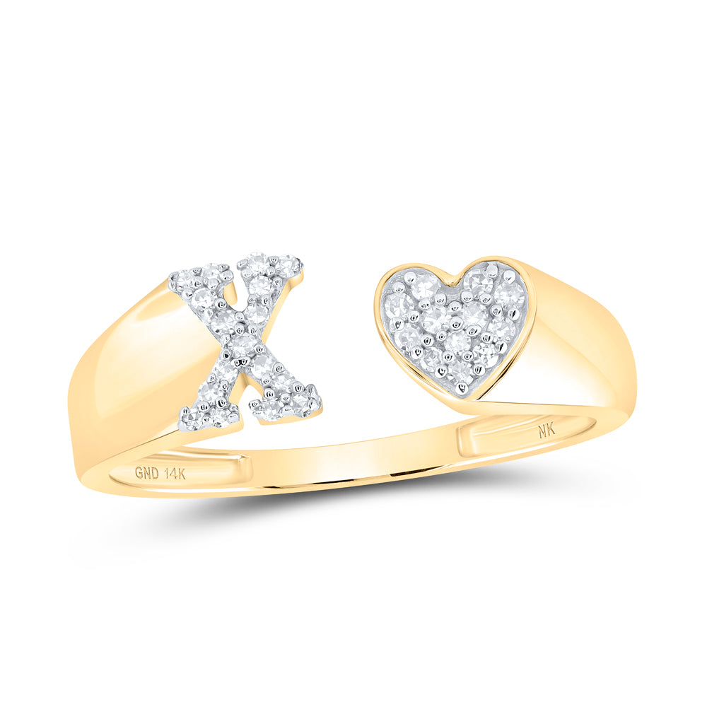 14kt Yellow Gold Natural Diamond Initial Ladies Heart Wedding Engagement Anniversary Ring
