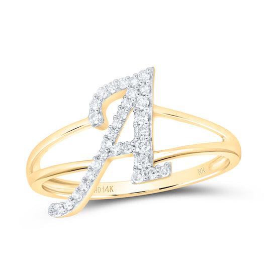 14kt Yellow Gold Natural Diamond Initial Ladies Wedding Engagement Anniversary Ring