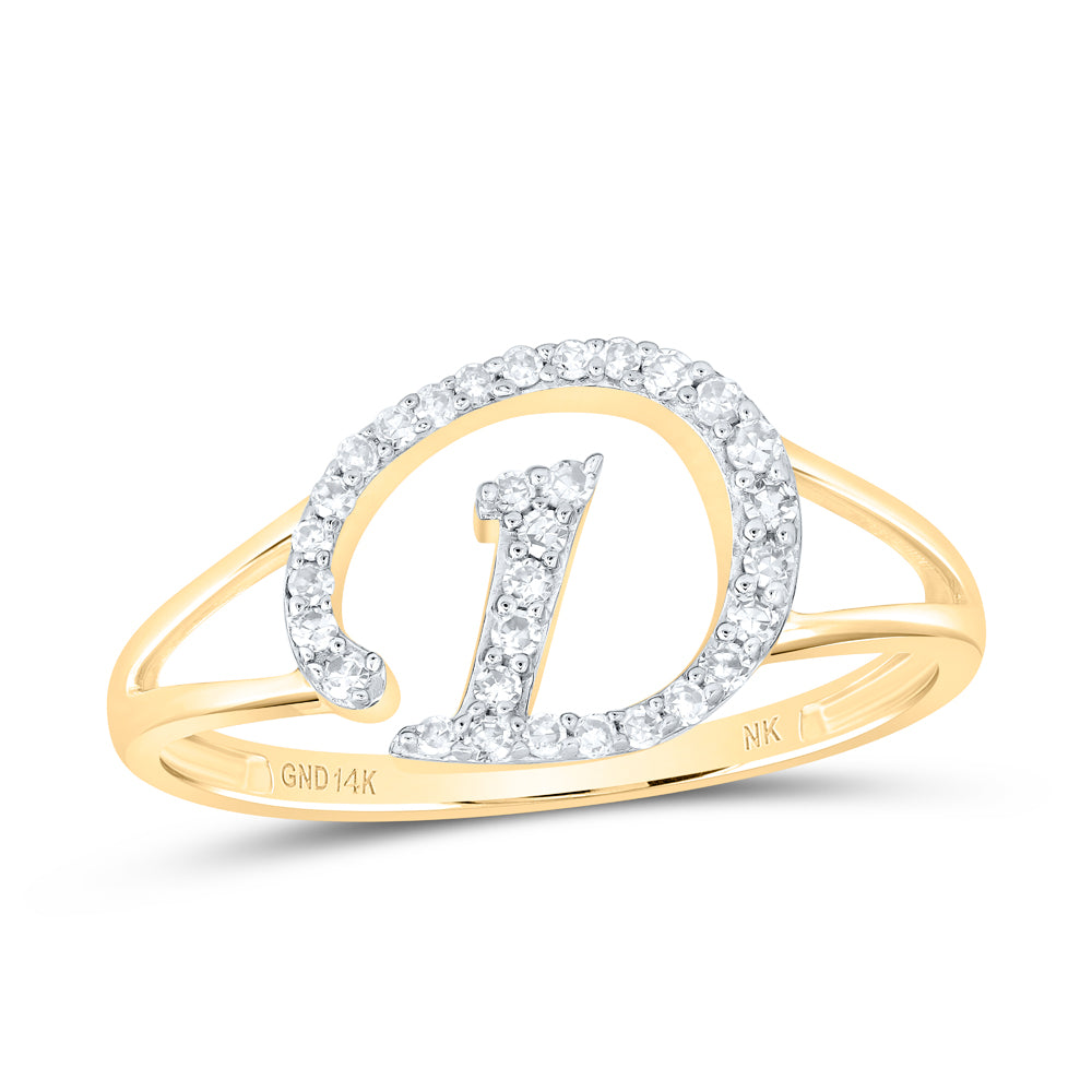 14kt Yellow Gold Natural Diamond Initial Ladies Wedding Engagement Anniversary Ring