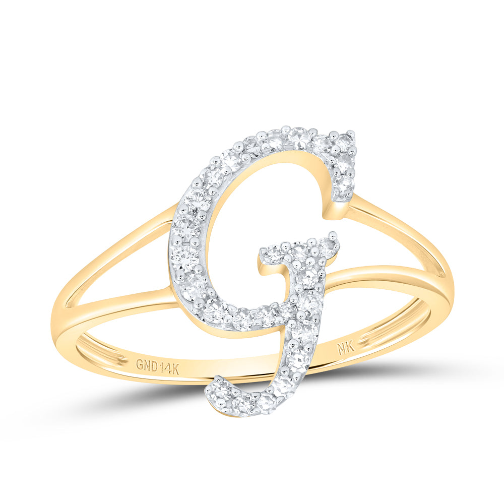 14kt Yellow Gold Natural Diamond Initial Ladies Wedding Engagement Anniversary Ring