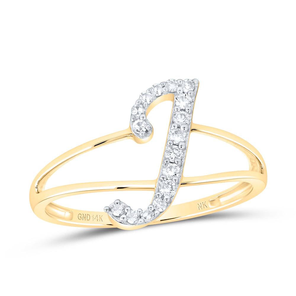 14kt Yellow Gold Natural Diamond Initial Ladies Wedding Engagement Anniversary Ring