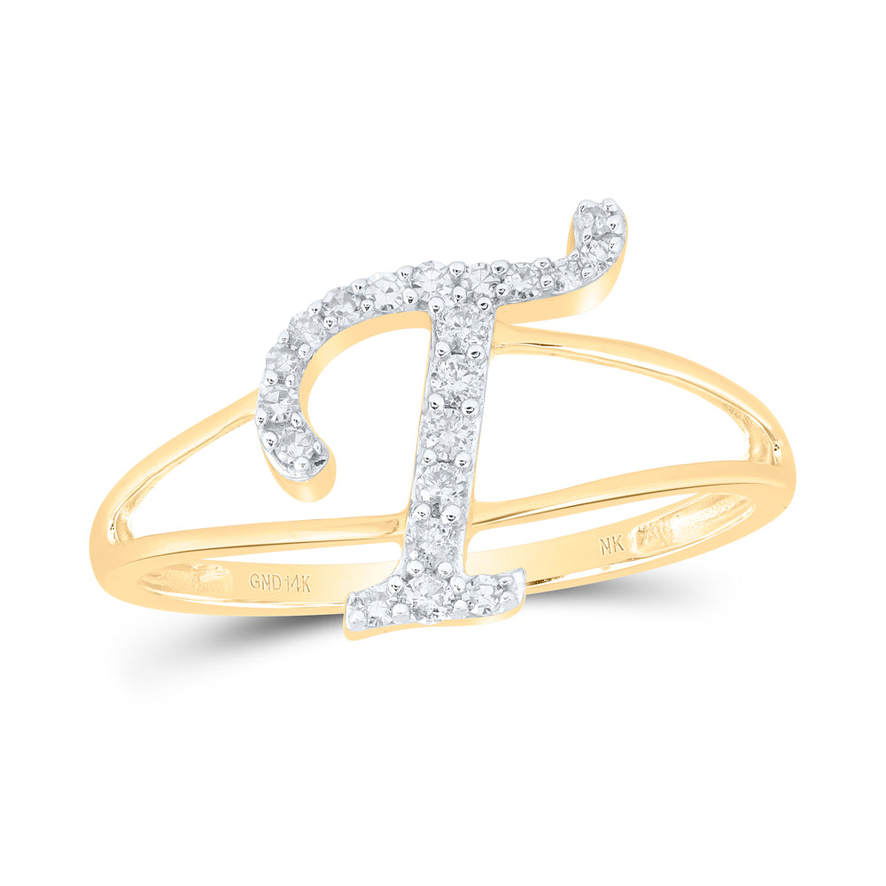 14kt Yellow Gold Natural Diamond Initial Ladies Wedding Engagement Anniversary Ring