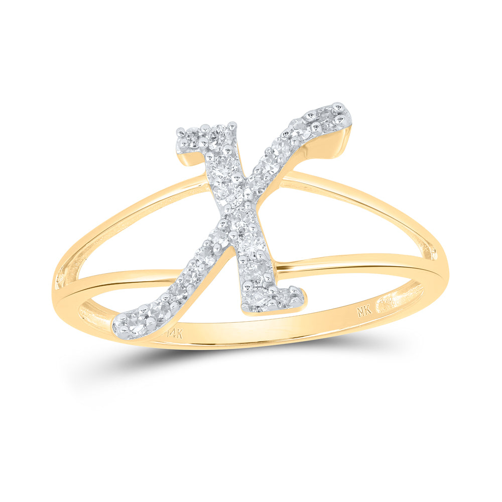 14kt Yellow Gold Natural Diamond Initial Ladies Wedding Engagement Anniversary Ring
