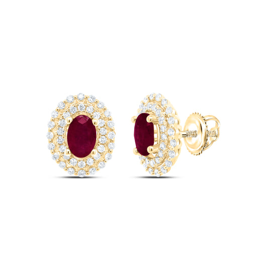 14kt Yellow Or White Or Rose Gold Natural Diamond Ana M 6x4mm Oval Ruby Natural Gem Earring