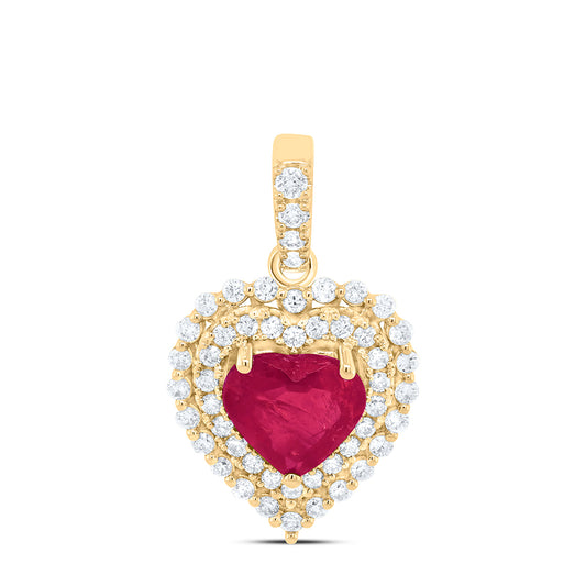 14kt Yellow Gold 1/3 Cttw Natural Diamond Ana M 6x6mm Heart Ruby Natural Gem Pendant