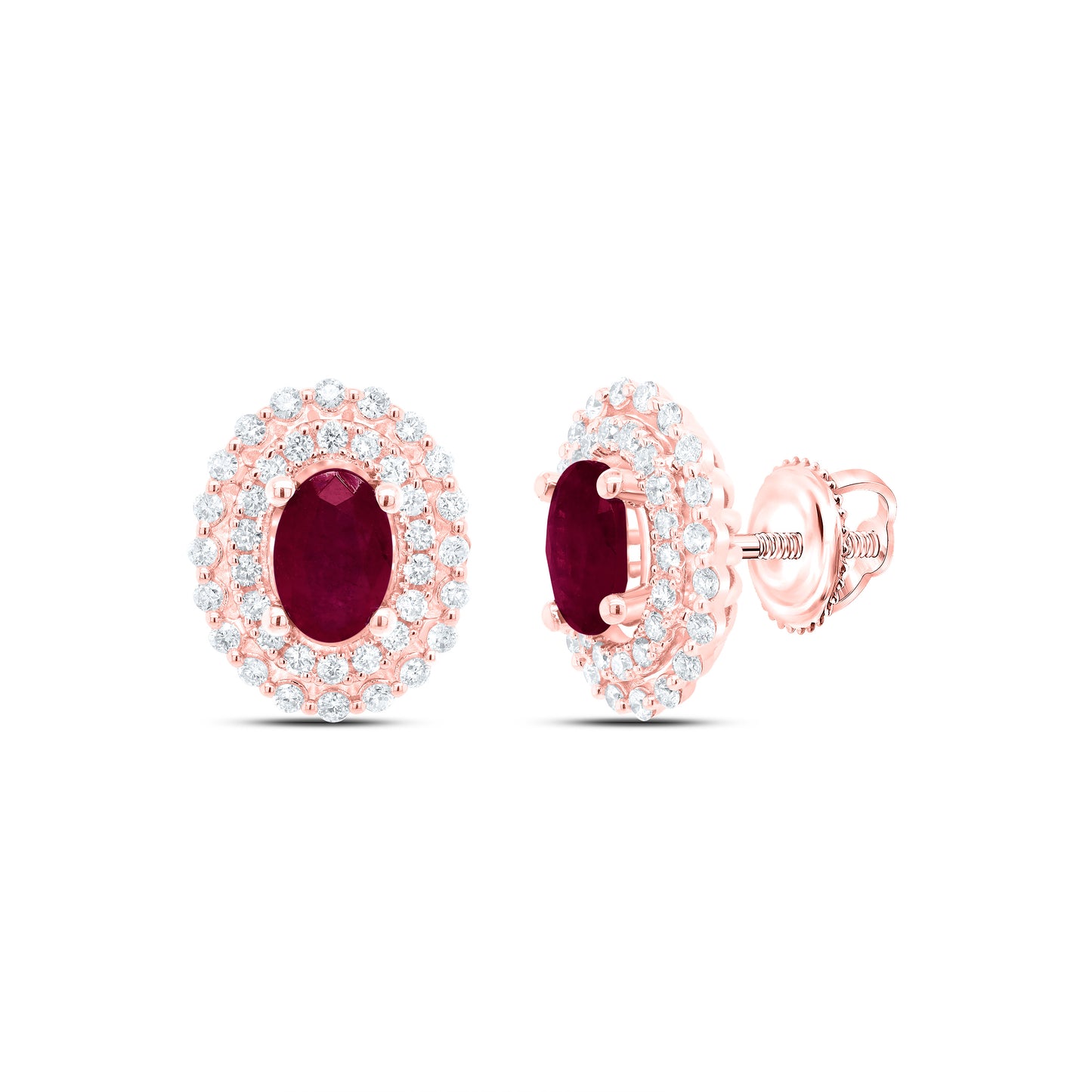 14kt Yellow Or White Or Rose Gold Natural Diamond Ana M 6x4mm Oval Ruby Natural Gem Earring